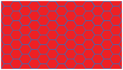 Poster - Seamless pattern with hexagons in red and blue colors. Hexagon background. Hexagon pattern. Background element for your design
