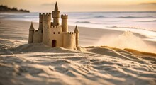 Sand Castle On The Beach With Waves