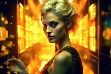 background neon gambler beauty golden royale casino gold background woman night person city fashion lady model lifestyle new hair face indoor 1