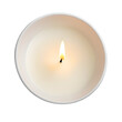 White Candle Ceramic Lit Angled isolated on transparent or white background. top view