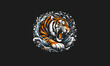 tiger angry with splash background vector artwork design