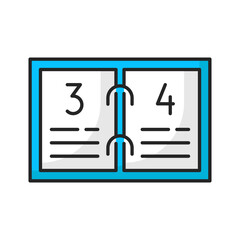 Poster - Spiral calendar with three and four dates, color outline icon. Vector annual schedule planning, planner reminder. Pages with agenda appointment date