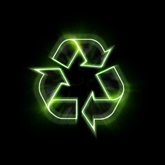 Wall Mural - glowing abstract recycle symbol