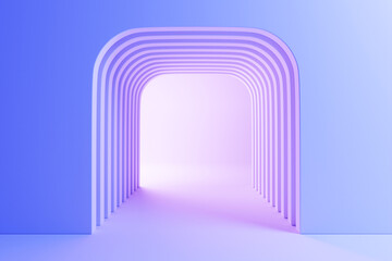 Poster - 3D rendering. Beautiful geometric arch, gate, portal. Abstract geometric arch.