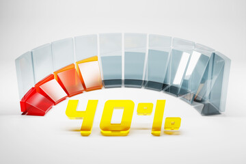 Wall Mural - 3d illustration round control panel icon. High risk concept on  spedometer. Credit rating scale