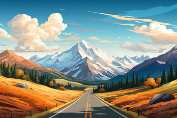Poster - mountain road in the mountains
