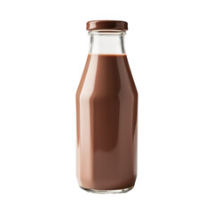 Wall Mural - glass bottle of chocolate milk,chocolate drinks isolated on transparent background,transparency 