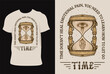 Illustration antique hourglass with meaning about time and broken heart on T shirt mockup