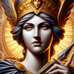 Wall Mural - Athena Goddess of reason, wisdom, intelligence, skill, peace, warfare, battle strategy, and handicrafts