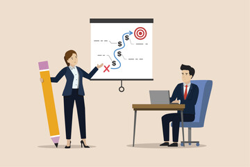 Wall Mural - Discussions for business development, meetings, business people's meetings presenting strategies to achieve targets of success.