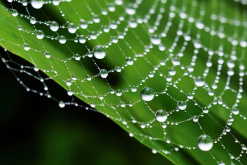 spider web with dew drops. Generative Ai