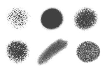 Poster - paint spray stains with splatter dotted texture. grunge black noise shapes. dust spot and blob. vect