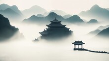 Traditional Chinese Architectural Landscape Wallpaper
