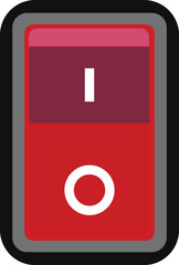 Poster - Red pc electric switch icon. Circuit breaker logo. Power toggle switch sign. Fuse panel symbol. flat style.