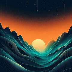 Wall Mural - Teal, Orange, Black, Gradient, Backdrop, Poster Design, Banner, Landing Page, Enhanced Grainy Texture, Effect