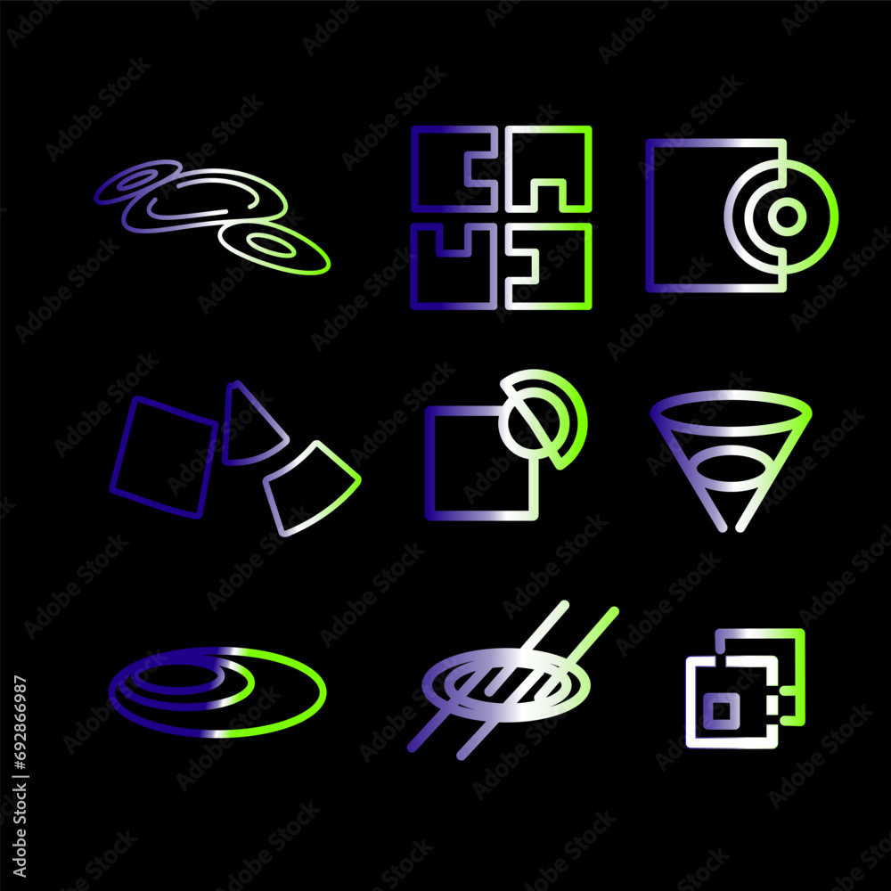 Set of line icons related to data exchange, traffic, files, cloud ...