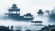 Traditional Chinese architectural landscape wallpaper