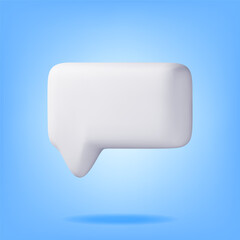 Fototapete - 3D White Blank Speech Bubble Isolated. Rendering Chat Balloon Pin. Notification Shape Mockup. Communication, Web, Social Network Media, App Button. Realistic Vector Illustration