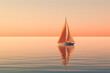 Simple peach fuzz colored sailboat on a calm and reflective sea