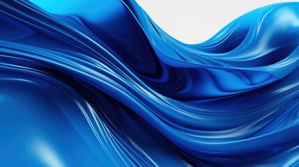 Poster - Background with graphic effects of wavy fluid, azure waves on a white background