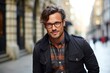 scene urban man handsome Stylish male guy photogenic attractive trendy style eyewear eyeglass optical look fashion fashionable portrait closeup 40 young middle-aged confident smart smile smiling