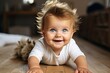 © sandra - kid old month 3 lifestyle family portrait child adorable home crawling infant baby Smiling children childhood people learning daughter girl fun authentic boy care caucasian childbirth comfortable