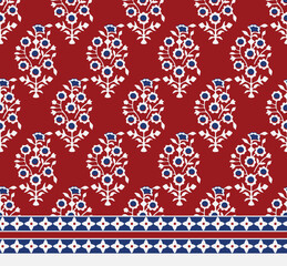 FLORAL BLOCK WITH BORDER ALL OVER PRINT SEAMLESS PATTERN VECTOR ILLUSTRATION