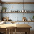 kitchen pantry design in country theme style house decorate fine detail interior space creative home decoration closeup in blue bright tone wall accent color material scheme
