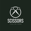 Barber tool scissors logo cutting tool vector, scissors simple background icon symbol design