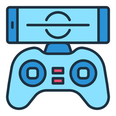 Wall Mural - Quadcopter Gamepad with Smartphone vector concept colored icon