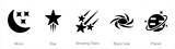 Fototapeta  - A set of 5 Astronomy icons as moon, star, shooting stars