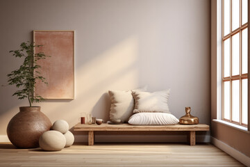 Wall Mural - Peaceful meditation room with natural and zen elements