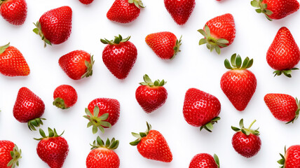 Wall Mural - Fresh strawberry slices isolated on white background