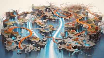 Wall Mural - Flowing Information: Abstract Concept of Data Stream in Modern Technology