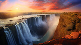 Victoria Falls Majesty:
Beauty of Victoria Falls as the mighty Zambezi River cascades down, creating a mesmerizing display of mist and rainbows.