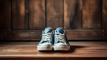 Sneakers On Wooden Table
