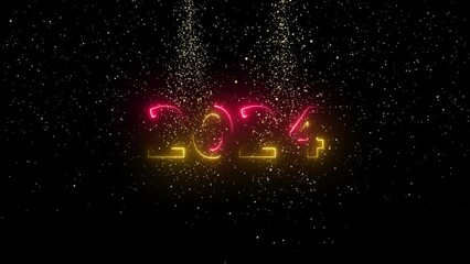 Wall Mural - glitter trail of golden bokeh particles. Magical light. Merry Christmas and 2024 happy new year golden intro template and background. Gold Snow with Falling Snowflakes Winter Animation. Celebration