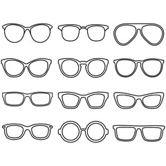 Wall Mural - glasses icon vector set. sunglasses illustration sign collection. blindness symbol or logo.