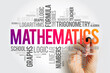 Mathematics word cloud collage, education concept background