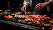 A Teppanyaki Chef Cooking Exquisite Grill Mastery Unveiling the Essence of Seafood