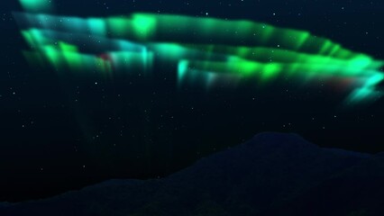 Wall Mural - 2024 happy new year night mountain with loop aurora borealis milky way galaxy. stars simulated north