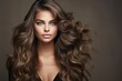 hairstyle curly model woman Beautiful hair wavy shiny volume long girl Brunette coiffure fashion face make-up beauty make up shine frizz brown wellness coloration bright glamour clean shampoo