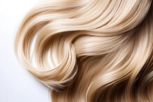 Closeup Lock Blonde White Isolated Hair Blond Curl Colours Wavy Smooth Long Natural Colouring Concept Wellness Yellow Bright Luxury Clean Shampoo Female Fashion Wave Styling Fair Healthy Shiny Care