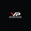 V P VP White Letter monogram Logo Design with Black Background.