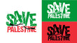 Save Palestine Typography design with Broken Chains with Palestine colors
