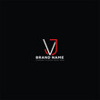 V J VJ White Letter monogram Logo Design with Black Background.