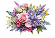 beautiful and elegant flower arrangement or bouquet of colourful flowers isolated on transparent background.