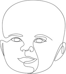 Wall Mural - Baby face continuous line drawing. Cute baby one line style vector illustration.