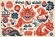Festive Chinese Dragon Art: Vibrant Graffiti & Retro Poster Designs