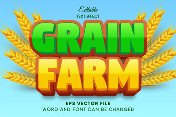 Poster - grain farm game 3d editable vector text effect